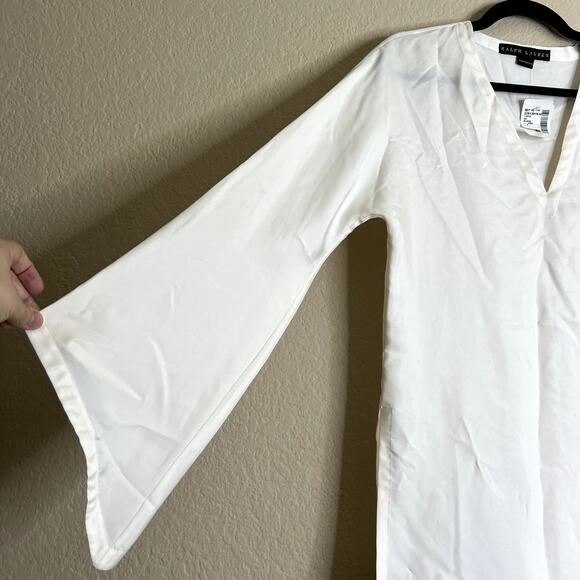 Ralph Lauren BLACK LABEL NEW Blouse Top Women 8 White Silk Quiet Luxury Designer - Picture 11 of 14